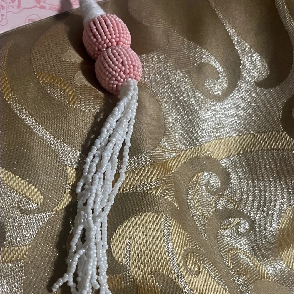 Wandering Moon Handmade football beaded travel pouch Pink Game Day NWT